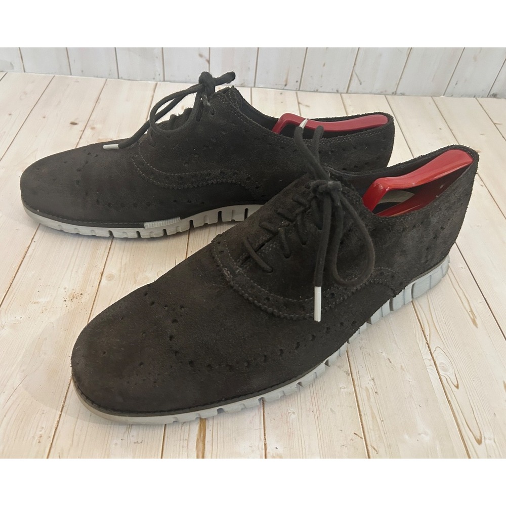 Cole Haan GrandOS Wingtip Oxfords Men's Dress Shoes Black Suede Size 11 US